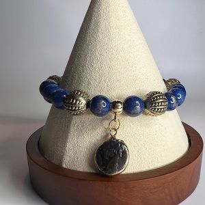 Deep royal blue bracelet with gold accents